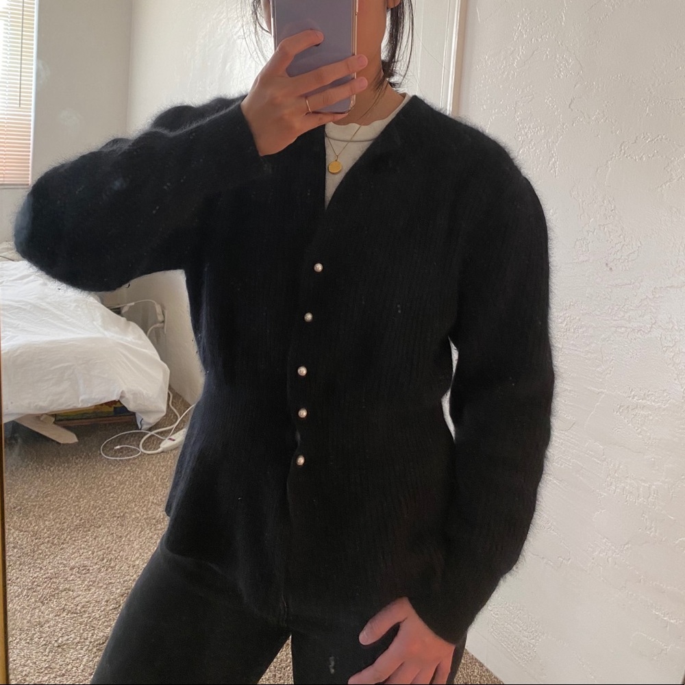 Pierre Cardin Peplum Wool Cardigan